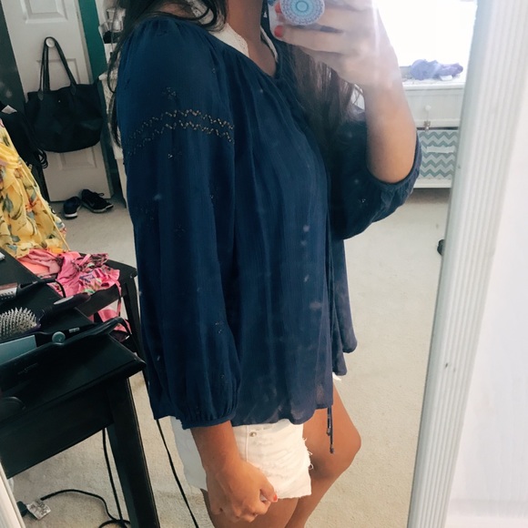 Blue Peasant Top - Picture 2 of 3